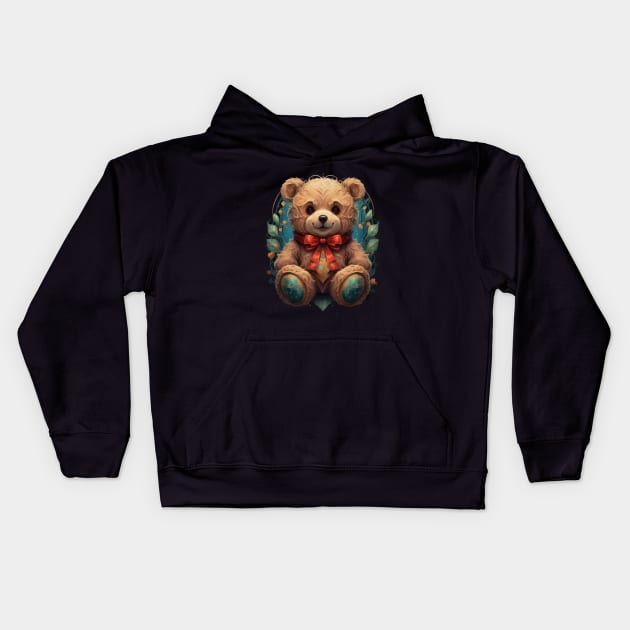 Cute Teddy-Bear Kids Hoodie by Qasim